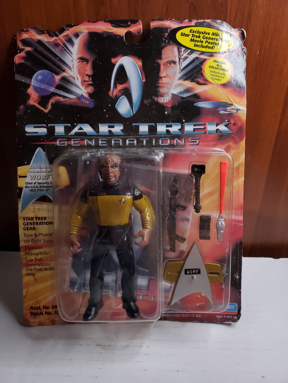 VTG 1994 Star Trek Generations Worf Action Figure Playmates New MOC